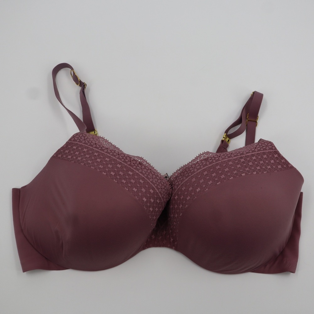 Victoria's Secret‎ Lined Demi Bra Mauve Lace Trim Gold Hardware 36DDD F80